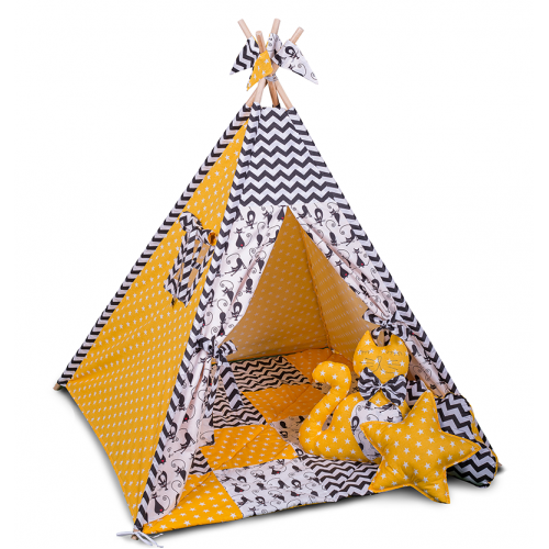 Вигвам Хатка комплект желто-черный Кошка с подушкой - Большой 150*150 см Киев - изображение 1