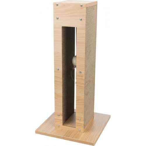 Царапка-столбик Trixie для кошек с игрушкой на веревке и кошачьей мятой картон/МДФ/джут светло-коричневая 30х30х62 см Киев