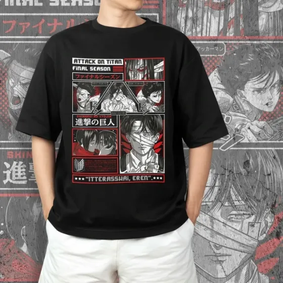 Футболка чоловіча з  принтом Атака титанов Ерен Последний сезон Розмір 48 Anime0923 Дніпро