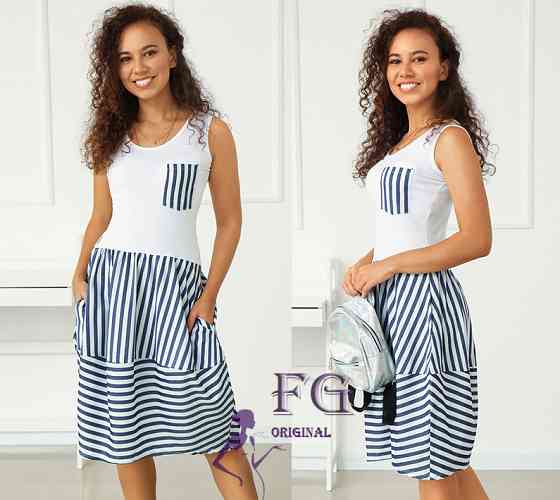 Плаття літнє у смужку "Laura" оптом | Норма і батал | Розпродаж моделі 42 Київ