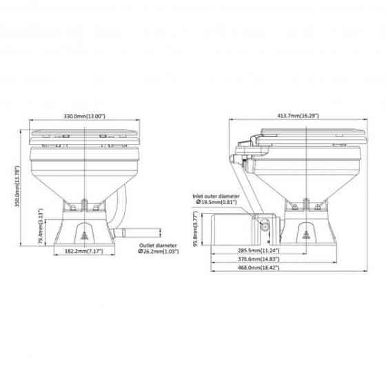 Туалет електричний морський SEAFLO SFMTE-01/SFMTE1-01 Київ