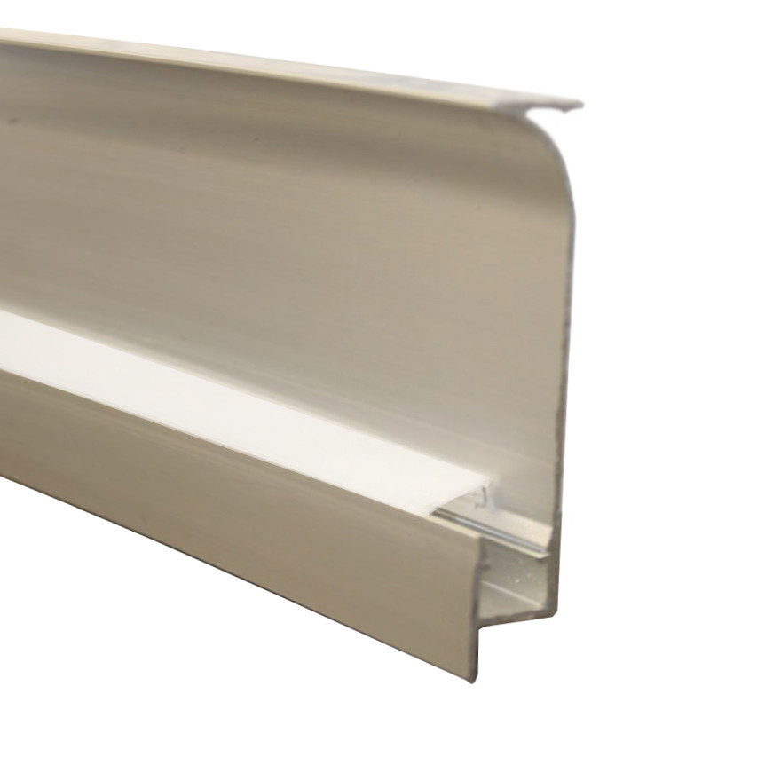 Комплект алюминиевого профиля под плинтус и матового рассеивателя 2 м 13.6*64,4 мм, накладной, серебряный Днепр - изображение 1