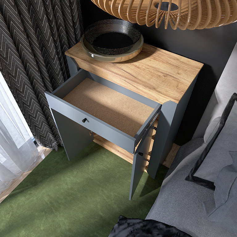 Тумба закрита Еверест Нордік-800 80х38х100 см Графіт + Дуб крафт золотий (DTM-5530) Львів - фото 7