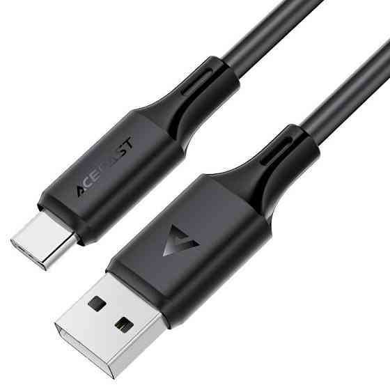 Кабель ACEFAST C17-04 USB-A to USB-C silicone charging data cable Black Одеса