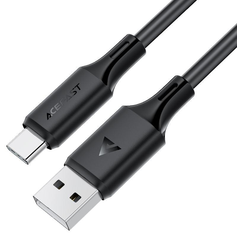 Кабель ACEFAST C17-04 USB-A to USB-C silicone charging data cable Black Одеса - фото 1