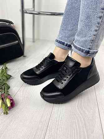 EMELI Кросівки жіночі EMELI 915/1 чорні (весна-осінь, шкіра+замша натуральна) (2687) 39 Коломия