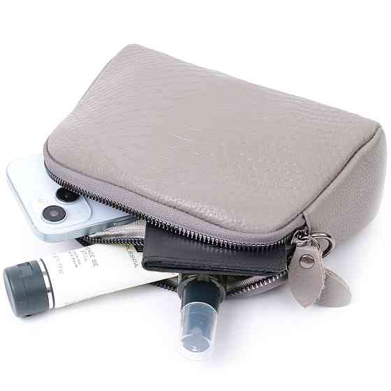 Невелика жіноча сумка на два відділення з натуральної шкіри Vintage 22801 Сірий Київ