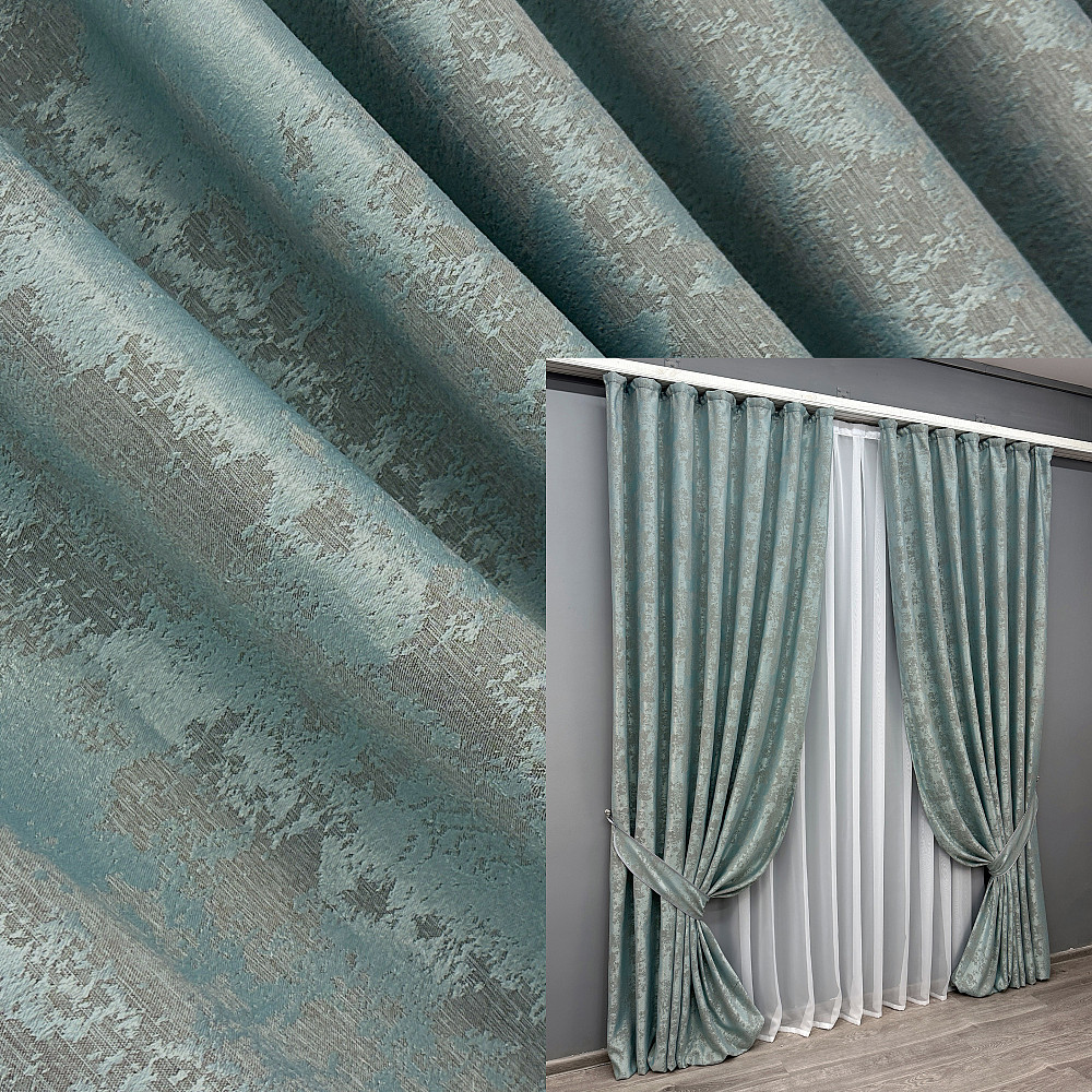 Комплект готових штор VR-Textil Жакард Sultan XO № 1148ш Бірюзово-сірий 150х270 см 2 шт (30-956) Київ - фото 9