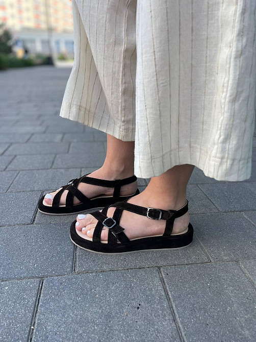 Соната Босоніжки жіночі шоколадні замшеві Соната Рита літні на низькому ходу / Стильні босоніжк Коломыя - изображение 10