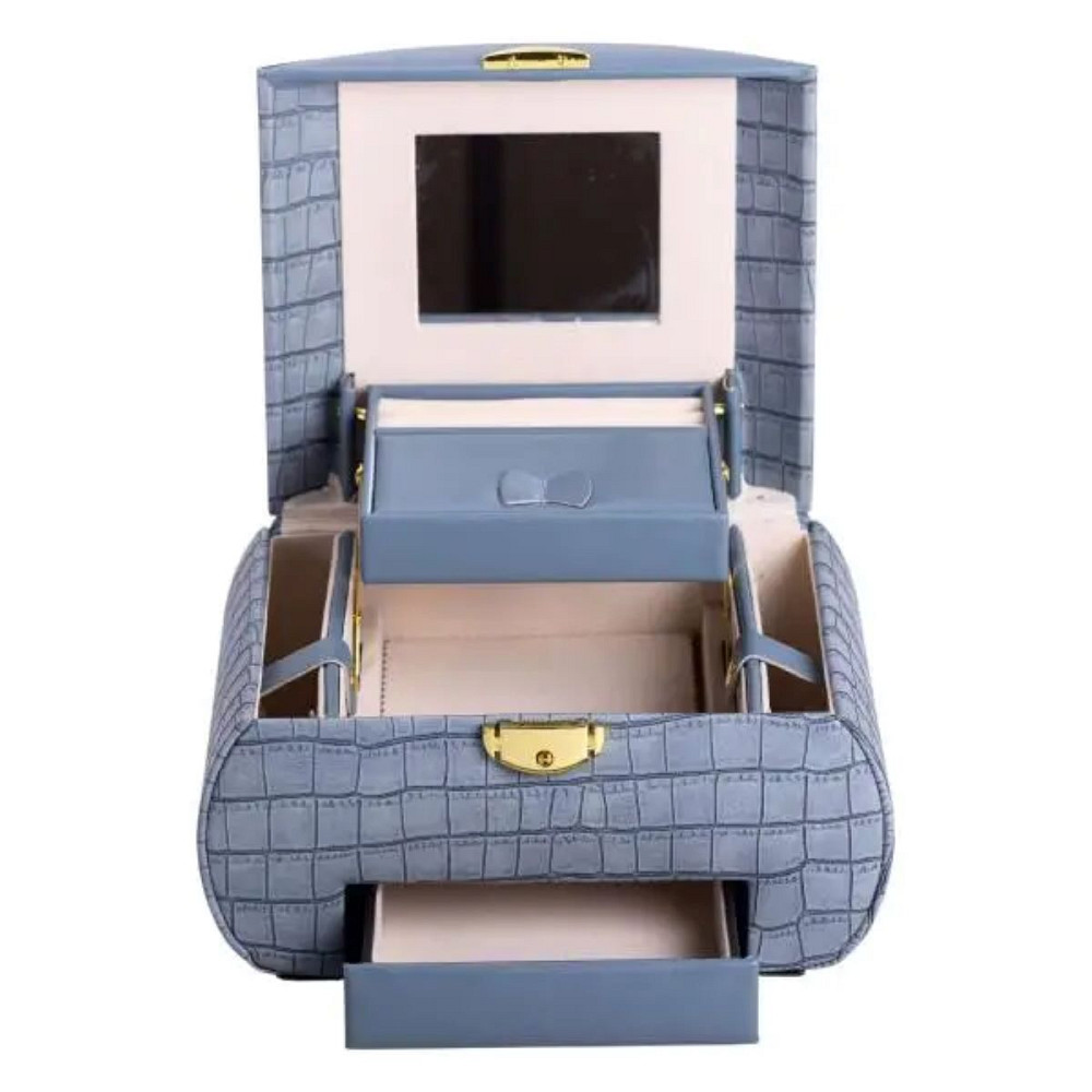 Скринька для прикрас з еко шкіри 3 яруси із замком органайзер для ювелірних виробів HP-5-21BL Коломия - фото 8