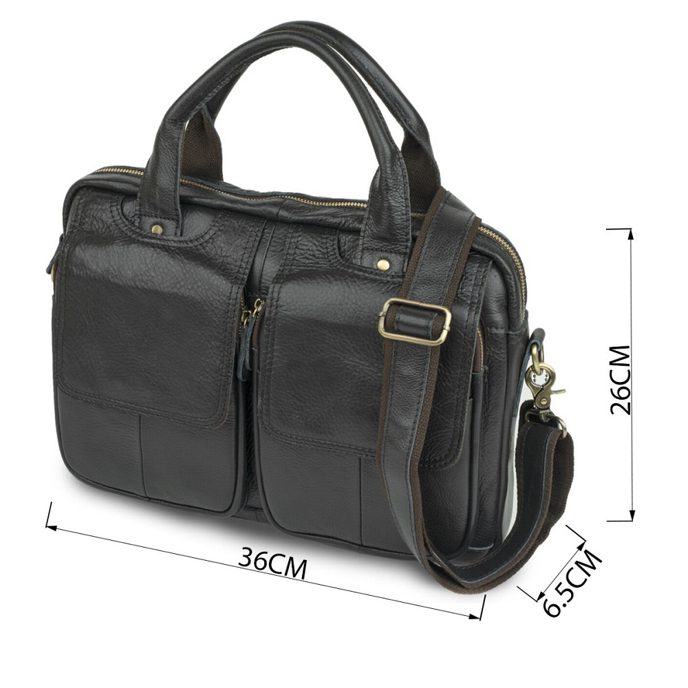 Сумка для ноутбуку з натуральної шкіри Vintage 14868 Чорна Київ - фото 7