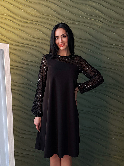 Вечірня сукня з прозорими рукавами Sofira 54-56, Чорний Київ - фото 2