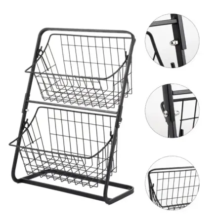 Универсальный кухонный металлический органайзер, двусторонняя полка для овощей, фруктов, приправ (39x28x18см) Коломия