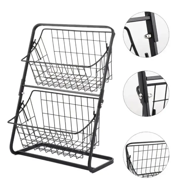 Универсальный кухонный металлический органайзер, двусторонняя полка для овощей, фруктов, приправ (39x28x18см) Коломия - фото 4