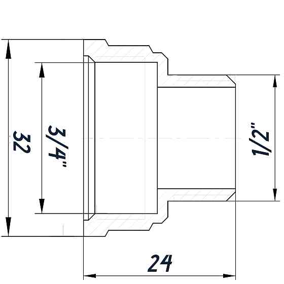 Перехідник редукційний 3/4″х1/2″ВЗ нікельований восьмигранний NK433O OPTIMUM Тернопіль