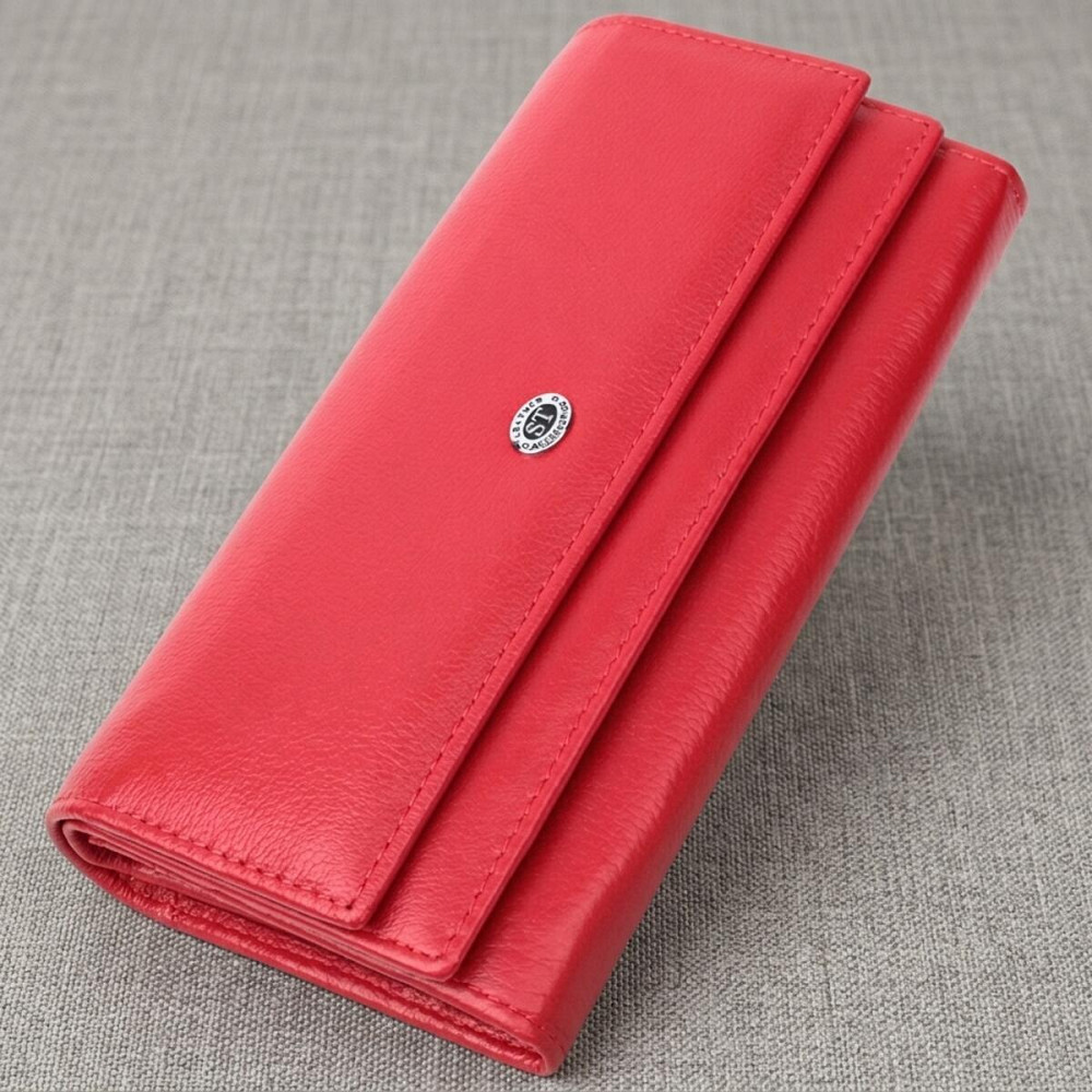 Вместительный женский кошелек с двумя клапанами из натуральной кожи ST Leather 22695 Красный Киев - изображение 11