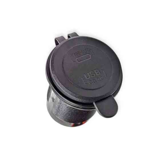 Гніздо врізне 1 USB , Type C 3A швидка зарядка QC 3,0 12-24В, кришка, підсвічування зелене, Мукачево