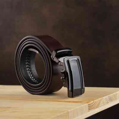 Ремень Vintage Мужской с затемненной пряжкой автомат Коричневый (20296) Винница