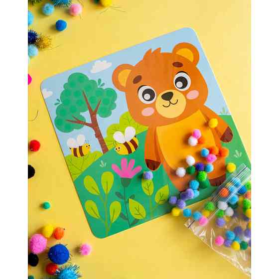 Набір для творчості Ведмідь Pompon Art 10100692, 100 помпонів та розмальовка Вінниця