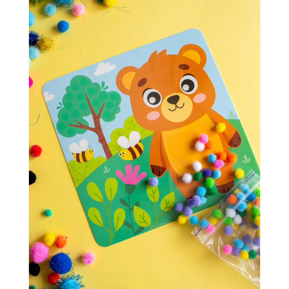 Набор для творчества Медведь Pompon Art 10100692, 100 помпонов и раскраска Винница - изображение 3