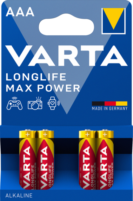 Батарейка мініпальчик VARTA LONGLIFE MAX POWER AAA 1.5 V блістер 4 шт Рівне - фото 1