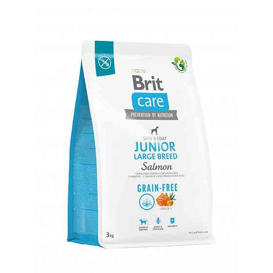 Сухой корм Brit Care Dog Grain-free Junior Large Breed для молодых собак больших пород, беззерновой с лососем, Винница
