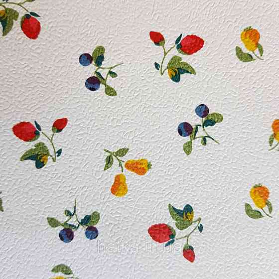 Шпалери вінілові на флізелін 0.53х10.05 Rasch Textil Petite Fleur 5 для кухні фрукти полуниця груші на білому Київ