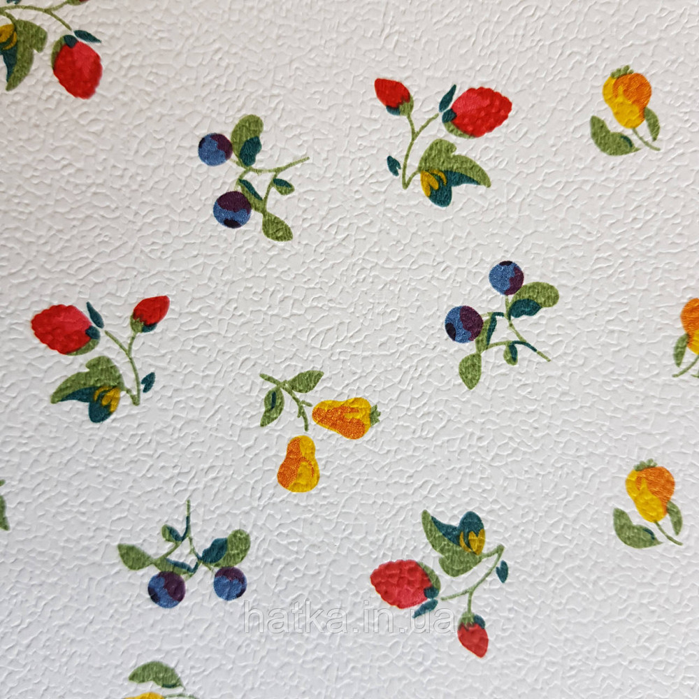 Шпалери вінілові на флізелін 0.53х10.05 Rasch Textil Petite Fleur 5 для кухні фрукти полуниця груші на білому Київ - фото 2