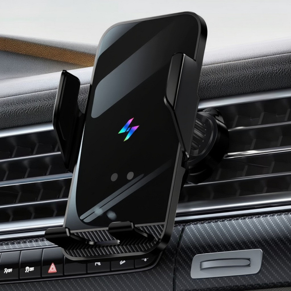 Держатель для телефона,автомобильный с беспроводной зарядкой 15W с функцией автоматического открытия и закрытия,чёрный Каменец-Подольский - изображение 1