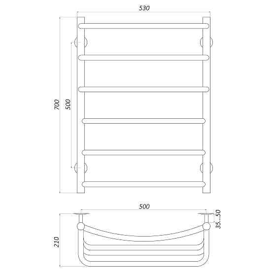 Рушникосушарка UNIO LКD W 700-500-6 Драбинка Каскад Дуга вода Киев