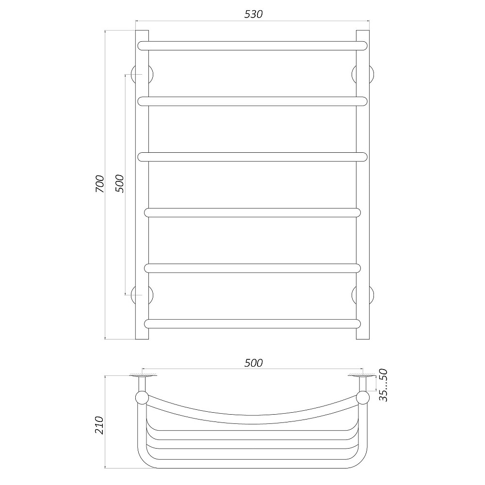 Рушникосушарка UNIO LКD W 700-500-6 Драбинка Каскад Дуга вода Киев - изображение 5