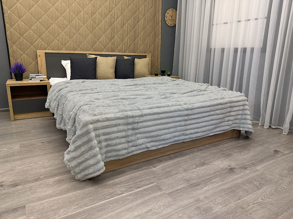 Плед-покривало смужка Шарпей 220х220 см (+-5см) Сірий (87-031) Київ - фото 3