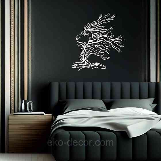 Декоративное настенное 3D Панно «Лев» Декор на стену с объемом 70*64 см, Белый Киев