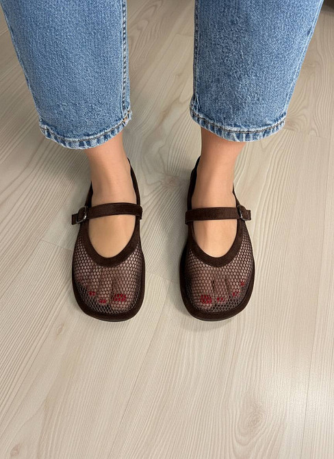 Балетки жіночі Meideli W5231-8 Mary Jane сітка з ремінцем коричневі, 37, 24 см Київ - фото 14