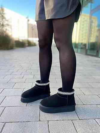 ITTS Угги жіночі ITTS чорні натуральна замша з теплим хутром высота 10 см (5639) Коломыя