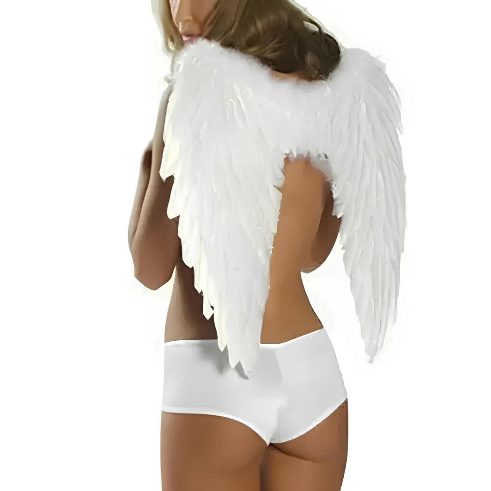 Білі крила ангела RESTEQ 80 см — пір’яні реалістичні крила для косплею, фотосесій та святкових подій Київ - фото 1