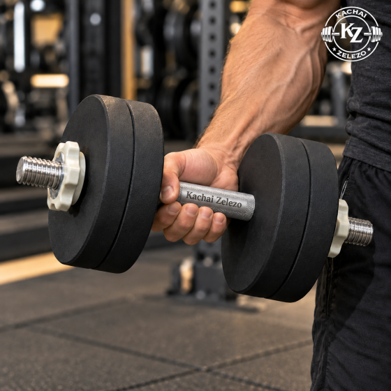 Гантелі набірні 2 по 18 кг з покриттям + Перехідник для штанги Kachai Zelezo Iron Pro Київ