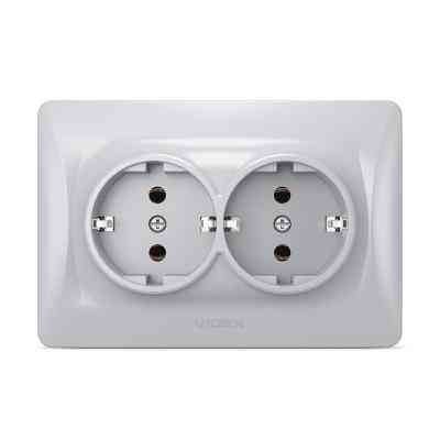 Розетка Videx BINERA 2ая с заземлением серебр (VF-BNSK2G-SS) Вінниця