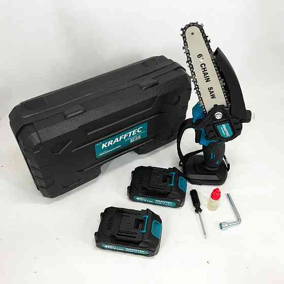 Пила електрична для заготівлі дров Krafftec 15 см, Пилка на батарейках для обрізки гілок JA-52 Львів