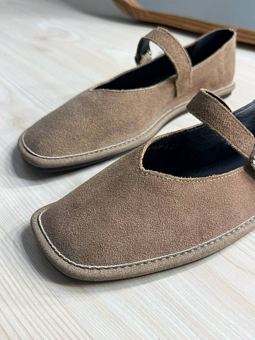 Балетки жіночі Meideli 0109-8 Mary Jane з ремінцем натуральна замша бежеві, 38, 24,5 см Київ - фото 4