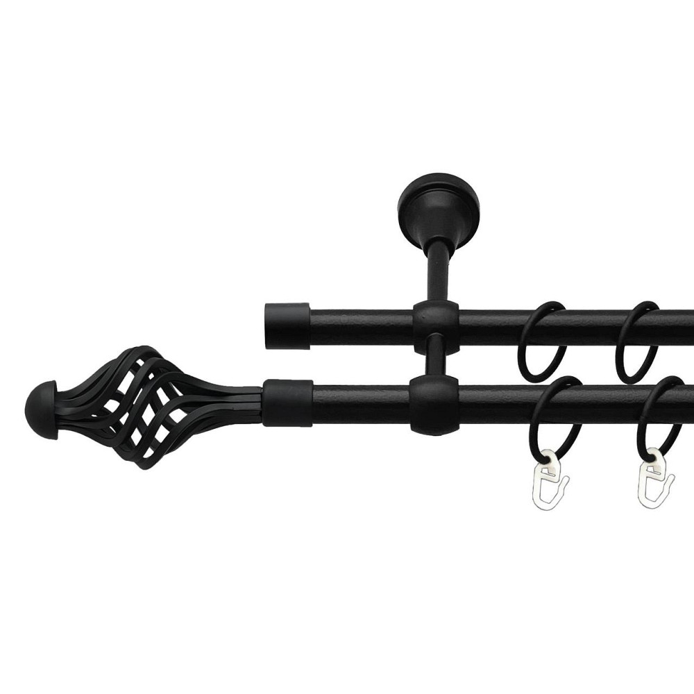 Карниз Orvit Арезо металевий дворядний литий гладка труба кільце металеве Чорний Оксамит 16\16 мм 240 см (00-00027204) Львів - фото 1