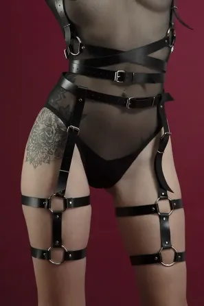 Гартери Feral Feelings - Garter, натуральна шкіра, колір чорний Львів