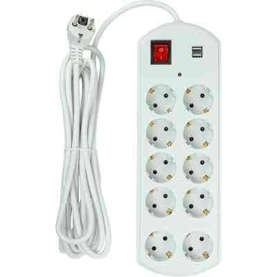 Сетевой фильтр питания PowerPlant 5м, 10 розеток, USB, євро, 100% мідь (YS-N6065/5) (EX610556) Винница