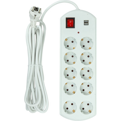Мережевий фільтр живлення PowerPlant 5м, 10 розеток, USB, євро, 100% мідь (YS-N6065/5) (EX610556) Вінниця - фото 2
