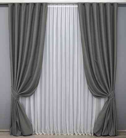 Комплект готовых штор VR-Textil Блэкаут Midnight № 1671ш Серый 150х290 см 2 шт (33-0563) Киев