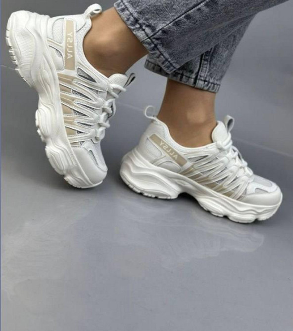 ALLSY Кроссовки женские ALLSY белые натуральная кожа + замша р. 36-41 подошва 3/5 см (25126-5) Київ - фото 4