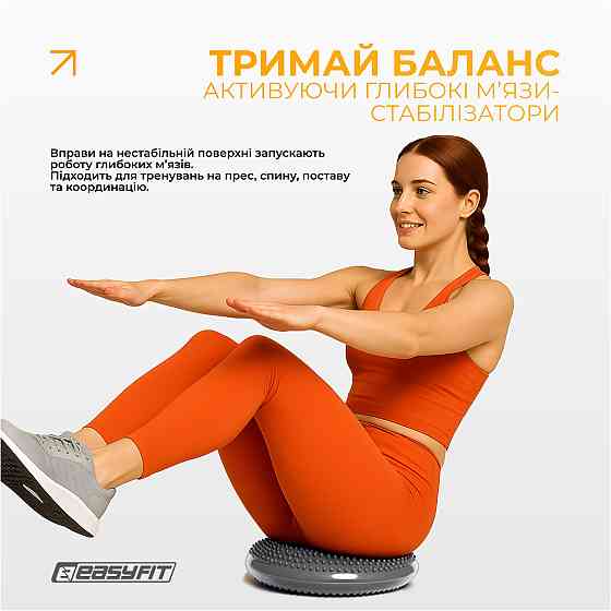 Балансувальна масажна подушка EasyFit Сірий Коломия