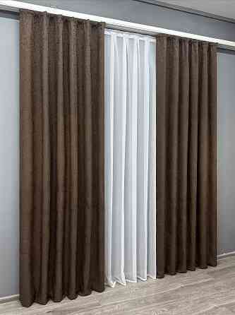 Комплект штор VR-Textil Жаккард Viva Marmo № 1783ш Коричневый 150х290 см 2 шт (33-0747) Киев