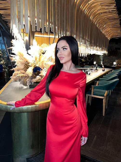 Жіноча стильна довга елегантна сукня дабл шовк Червоний, 46/48 Одеса - фото 4