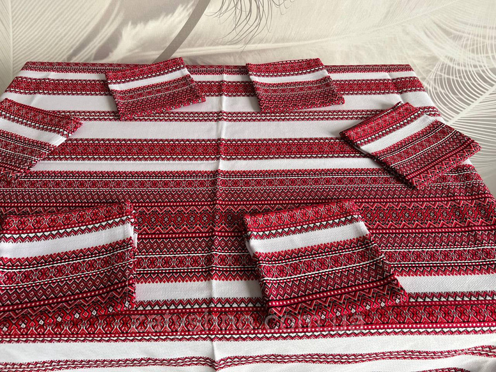 Яскрава вишита скатертина з серветками Київ - фото 8